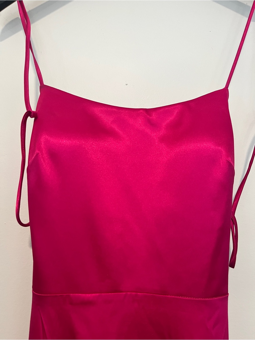 Gianni Bini Hot Pink Satin Lace-Up Back Maxi Dress